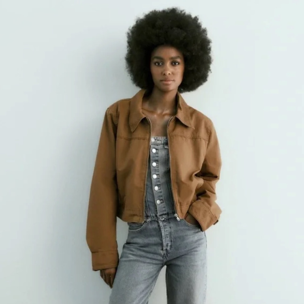 Zara waxed Cropped Jacket